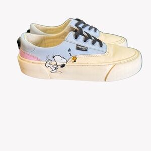 Zara Blue and Cream Sneakers with Snoopy and Woodstock Size 13